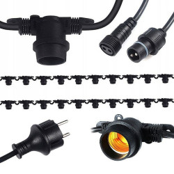 Ghirlanda luminoasa, interior si exterior, pentru 15 LED-uri, soclu E27, lungime cablu 15 m