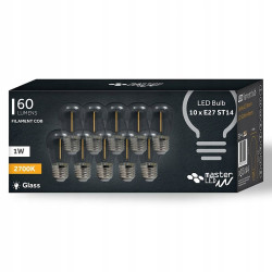 Bec LED, iluminare ghirlanda, E27, filament COB, alb cald, 1W, 60 lm, set 10 bucati
