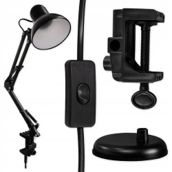 Lampa de birou 60W, brat reglabil, soclu E27, suport prindere tip menghina