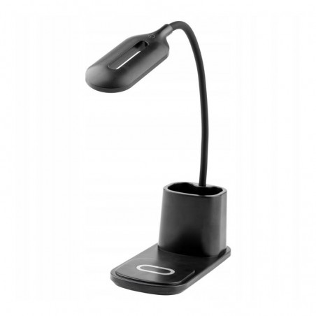 Lampa de birou LED flexibila, 30W, incarcator QI, buton tactil, 3 moduri iluminare, organizator pixuri