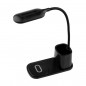 Lampa de birou LED flexibila, 30W, incarcator QI, buton tactil, 3 moduri iluminare, organizator pixuri Lampa de birou LED flexibila, 30W, incarcator QI, buton tactil, 3 moduri iluminare, organizator pixuri