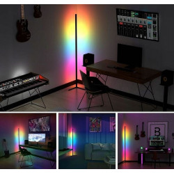 Lampa de podea LED RGB, 20W, cu telecomanda, control culori si luminozitate, cadru otel