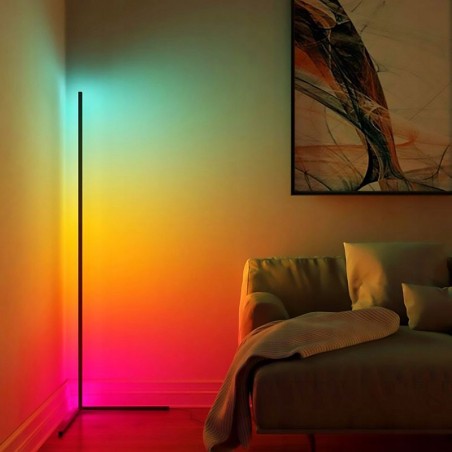 Lampa de podea LED RGB, 20W, cu telecomanda, control culori si luminozitate, cadru otel