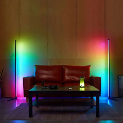 Lampa de podea LED RGB, 20W, cu telecomanda, control culori si luminozitate, cadru otel