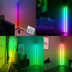 Lampa de podea LED RGB, 20W, cu telecomanda, control culori si luminozitate, cadru otel