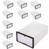 Set 10 cutii depozitare papuci, transparente, clapeta pentru inchidere, 21x31x12cm