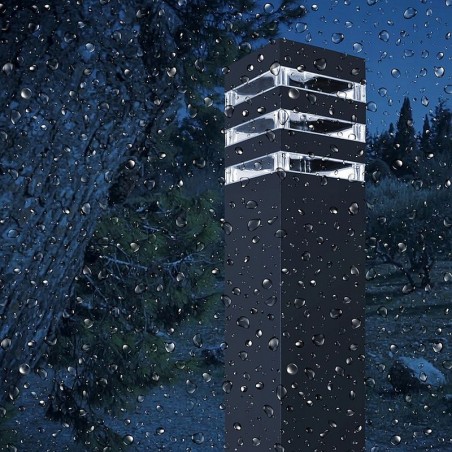 Lampa gradina, LED E27, 60W, sticla securizata, montare pe sol, negru