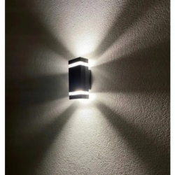 Lampa de gradina, 2 becuri, dulie GU10, protectie IP54, 23 x 11 x 10.5 cm, gri