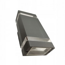 Lampa de gradina, 2 becuri, dulie GU10, protectie IP54, 23 x 11 x 10.5 cm, gri