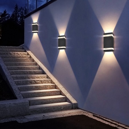 Lampa de gradina, 2 becuri, dulie GU10, protectie IP54, 23 x 11 x 10.5 cm, gri