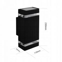 Lampa de exterior, 2x LED GU10, 35W, orientare sus jos, IP54, negru