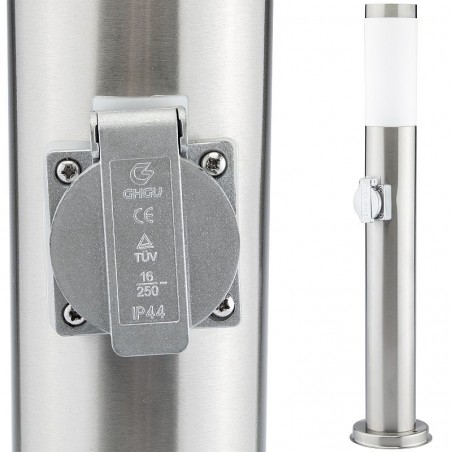 Lampa LED tip stalp, 40W, priza incorporata 230V, IP44, 65 cm, argintie