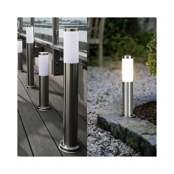 Lampa LED tip stalp, pentru exterior, IP44, soclu E27, inaltime 45 cm, argintie