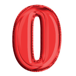 Balon, folie aluminiu, rosu, cifra 0, inaltime 81 cm