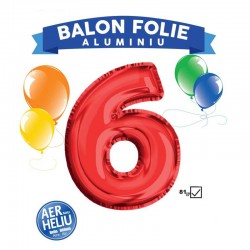 Balon party, cifra 6, inaltime 81 cm, folie aluminiu, rosu
