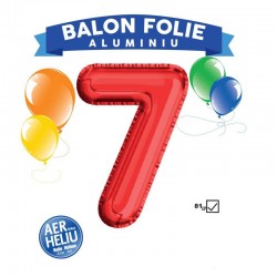 Balon party, folie aluminiu, rosu, 81 cm, cifra 7