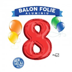 Balon cifra 8, folie aluminiu, inaltime 81 cm, rosu