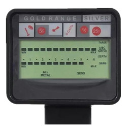 Detector metale, afisaj LCD, functie notch, sonda impermeabila, 5-6 kHz, 1,2, gri/negru