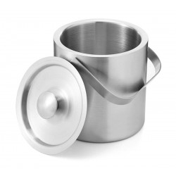 Set recipient cuburi gheata, capac, filtru, 1,3L, 23,5 x 14,5 cm, otel, argintiu
