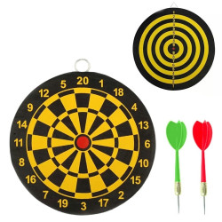 Joc darts duble face, 2 sageti incluse, 24 x 1 cm, negru/galben