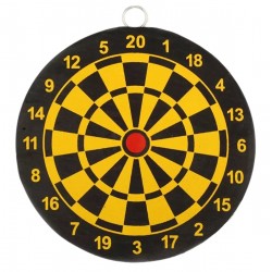 Joc darts duble face, 2 sageti incluse, 24 x 1 cm, negru/galben