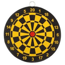 Joc darts duble face, 2 sageti incluse, 24 x 1 cm, negru/galben