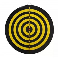 Joc darts duble face, 2 sageti incluse, 24 x 1 cm, negru/galben