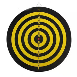 Joc darts duble face, 2 sageti incluse, 24 x 1 cm, negru/galben