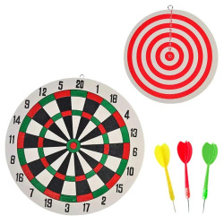 Joc darts duble face, 3 sageti incluse, 30 x 1 cm, multicolor