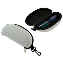 Toc ochelari de soare, captusit, inchidere fermoar, plastic, 17 x 8,5 cm, gri