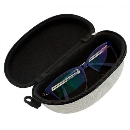 Toc ochelari de soare, captusit, inchidere fermoar, plastic, 17 x 8,5 cm, gri