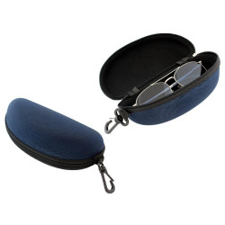 Toc ochelari de soare, suport prindere, inchidere fermoar, plastic, 17 x 8,5 cm, albastru