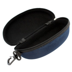 Toc ochelari de soare, suport prindere, inchidere fermoar, plastic, 17 x 8,5 cm, albastru