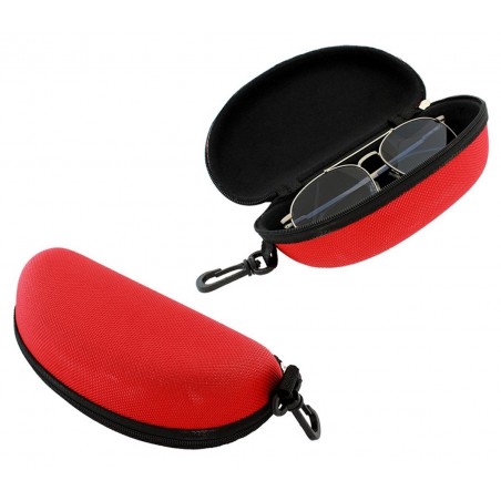 Toc ochelari de soare, suport prindere, inchidere fermoar, plastic, 17 x 8,5 cm, rosu