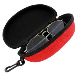 Toc ochelari de soare, suport prindere, inchidere fermoar, plastic, 17 x 8,5 cm, rosu