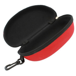 Toc ochelari de soare, suport prindere, inchidere fermoar, plastic, 17 x 8,5 cm, rosu