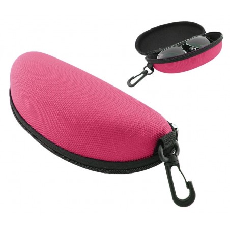 Toc ochelari de soare, suport prindere, inchidere fermoar, plastic, 17 x 8,5 cm, roz