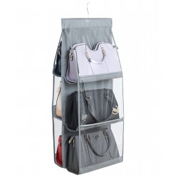 Organizator genti, capacitate: 8 genti, pliabil, plastic, 115 x 34 x 31, gri