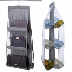Organizator genti, capacitate: 8 genti, pliabil, plastic, 115 x 34 x 31, gri