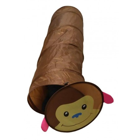Tunel joaca pentru copii, pliabil, poliester, 300g, 150 x 45 cm, maro