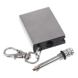 Aprinzator foc, temperatura scanteie 3000C, tip breloc, otel, 15g, 4,8 x 2,9 x 1,0 cm, argintiu