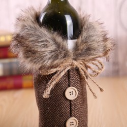 Husa sticla de vin, tip pulover, 24 x 12,5 cm, maro