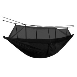 Hamac cu plasa de tantari, sarcina maxima 200 kg, material impermeabil, 260 x 140 cm, negru