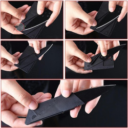 Cutit multifunctional card credit, pliabil, 55 HRC, 85,6 x 54 x 2,2mm, 13g, negru