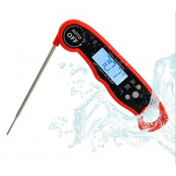 Termometru alimentar cu sonda, afisaj LCD, indicator temperatura incorporat, 11,6 cm, rosu