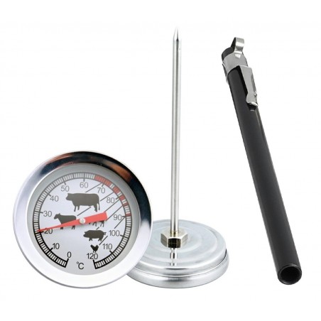 Termometru alimentar analog, indicator temperatura incorporat, 15 x 13 cm, argintiu