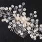 Accesoriu elegant pentru par, decorat cu perle, pieptan, plastic, 20 x 6 cm, argintiu
