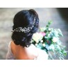 Accesoriu elegant pentru par, decorat cu perle, pieptan, plastic, 20 x 6 cm, argintiu