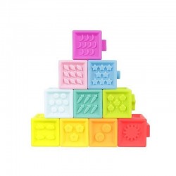 Cuburi senzoriale copii, silicon moale, multicolor, 5.3 x 6.5 cm, set 10 bucati