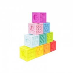 Cuburi senzoriale copii, silicon moale, multicolor, 5.3 x 6.5 cm, set 10 bucati